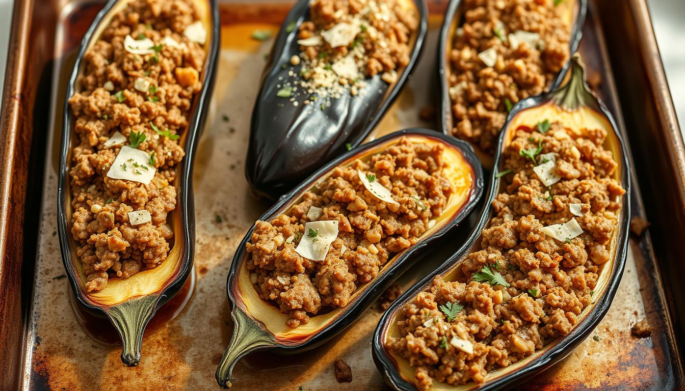 Oven-stuffed eggplant